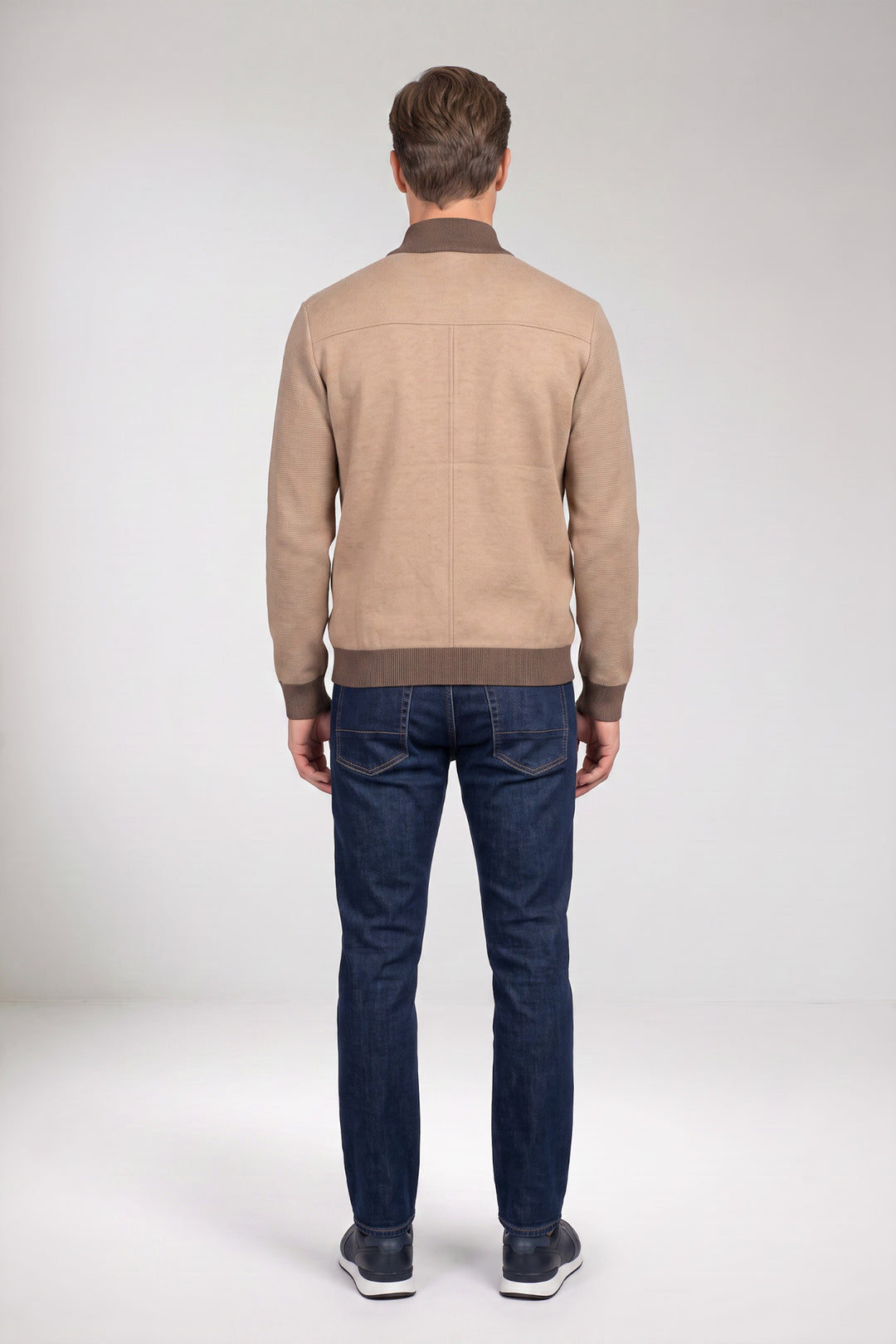 Cotton-Cashmere Textured Cardigan - Beige