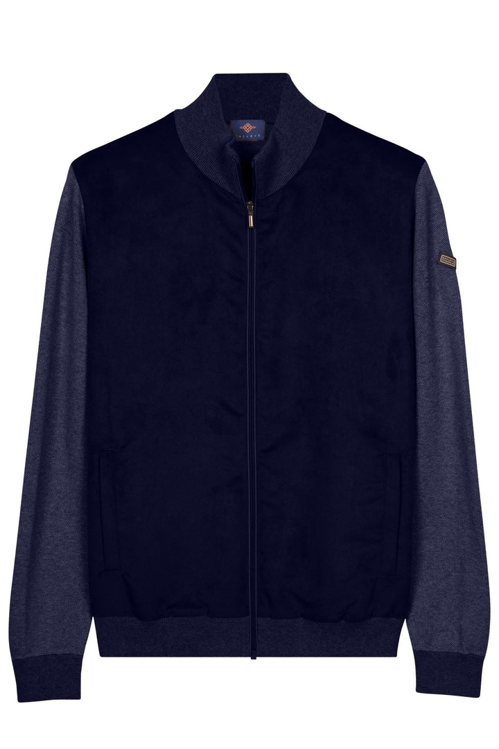 Suedine Front Cardigan - Blue