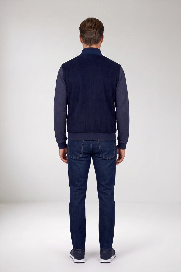 Suedine Front Cardigan - Blue