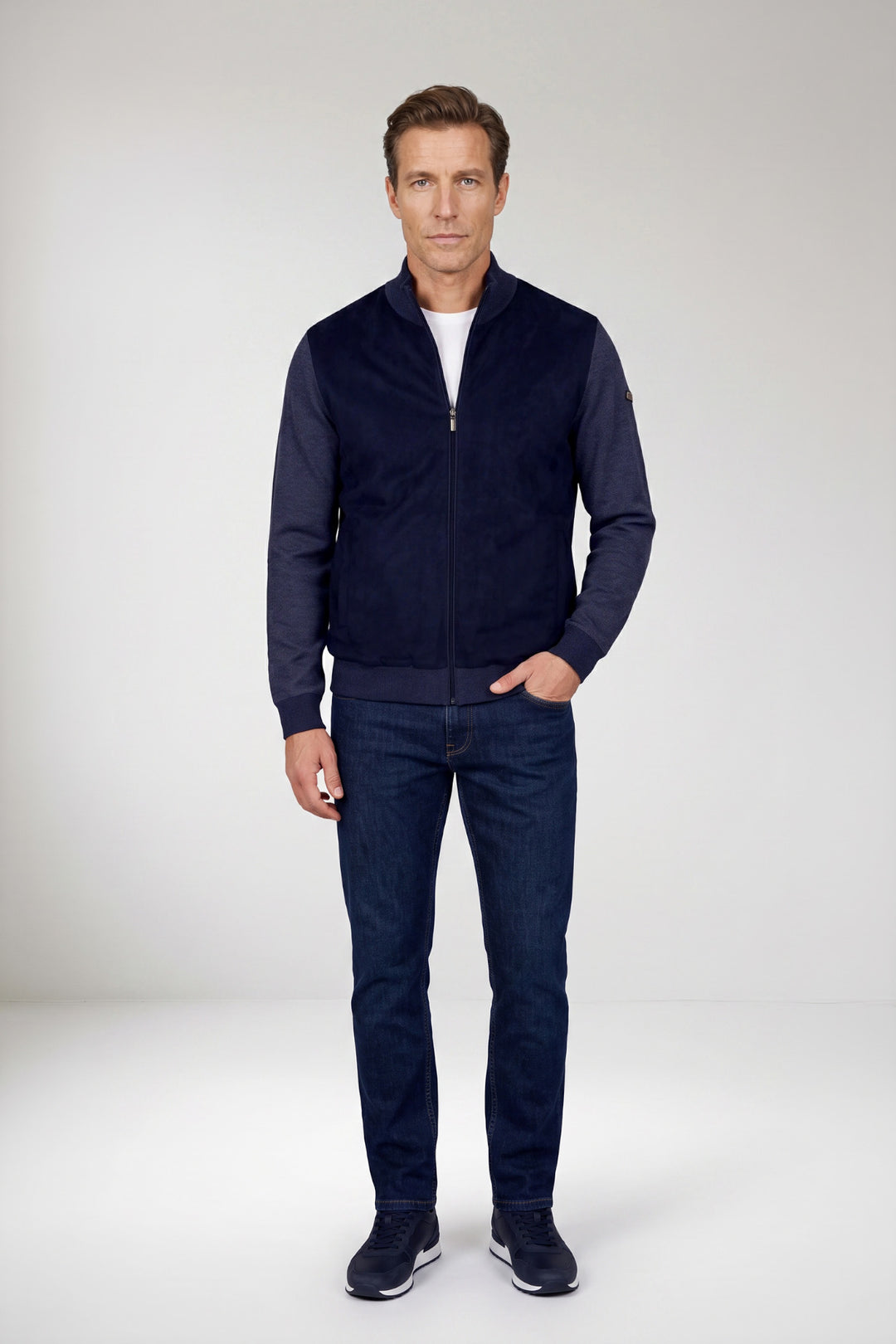 Suedine Front Cardigan - Blue