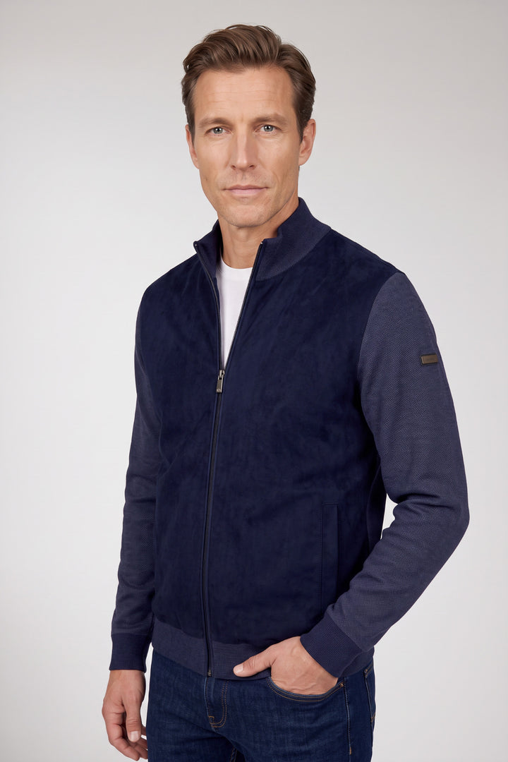 Suedine Front Cardigan - Blue