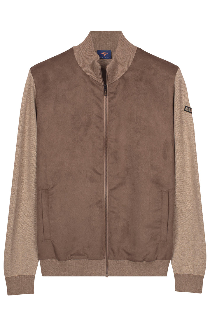 Suedine Front Cardigan - Taupe