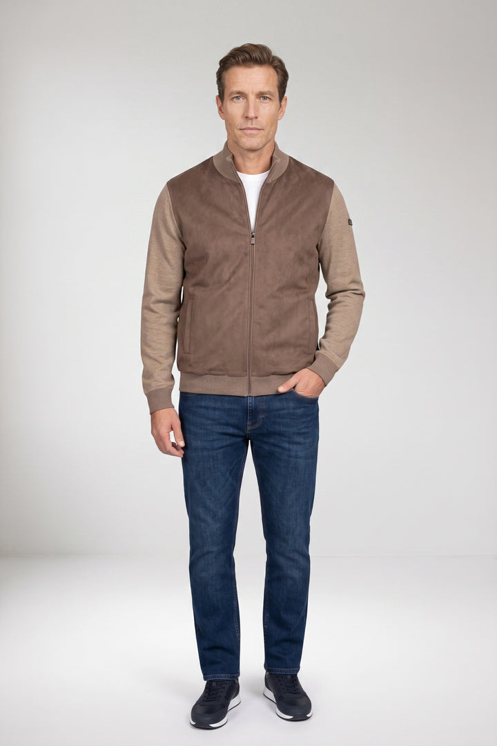 Suedine Front Cardigan - Taupe