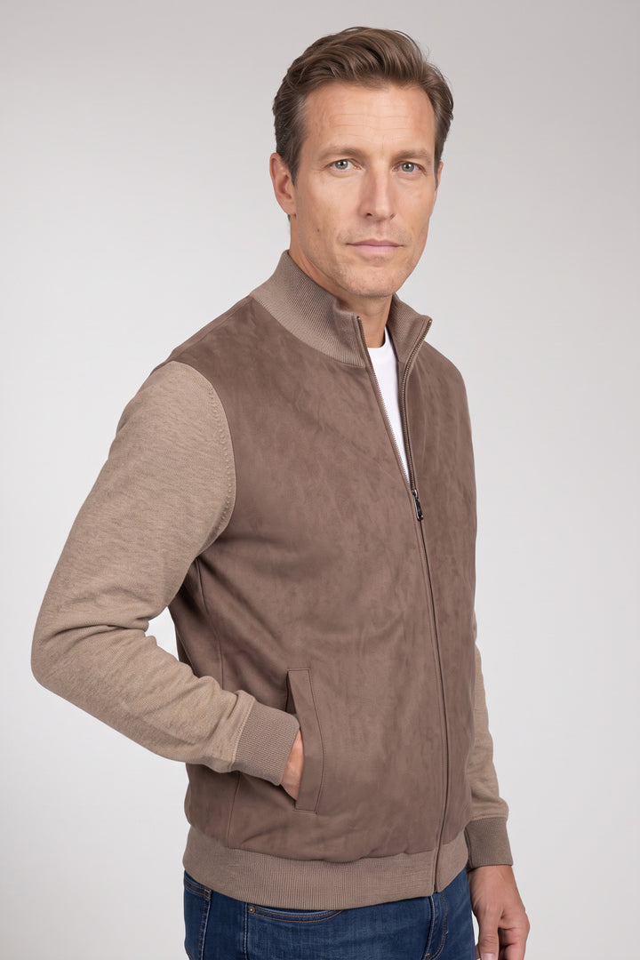 Suedine Front Cardigan - Taupe