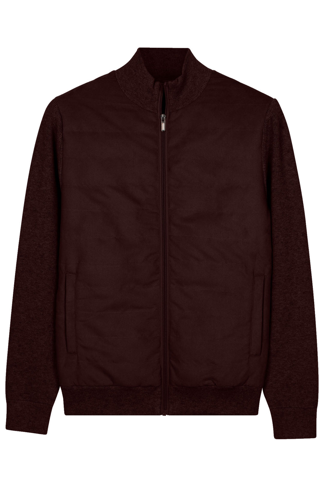 Lightly Padded Gilet with Faux Suede Front - Brown