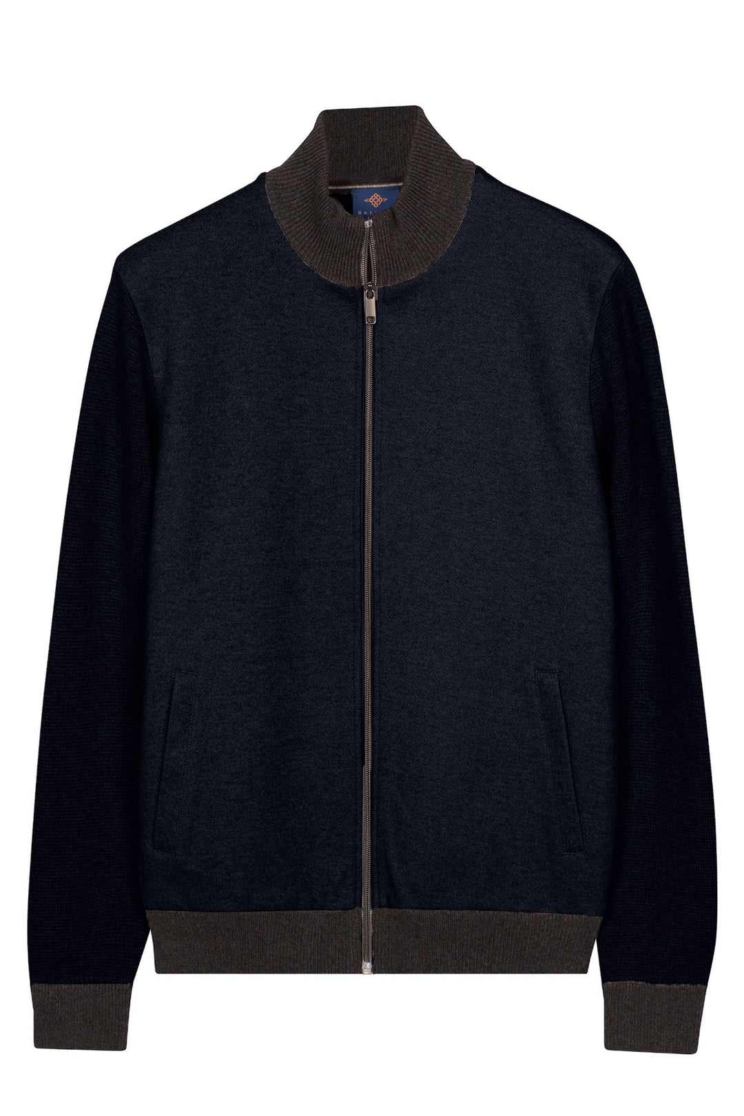 Katoen-Cashmere Twill Vest - Blauw