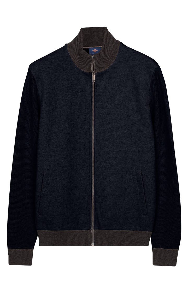 Katoen-Cashmere Twill Vest - Blauw