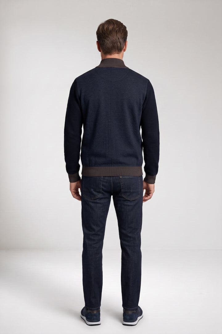 Katoen-Cashmere Twill Vest - Blauw