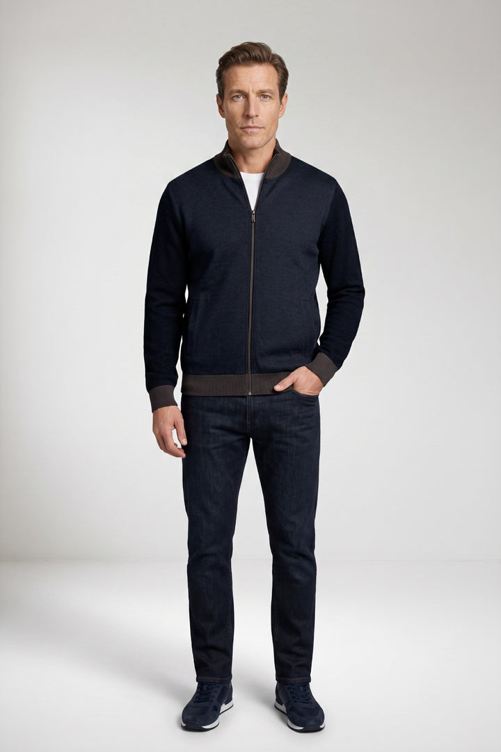 Katoen-Cashmere Twill Vest - Blauw