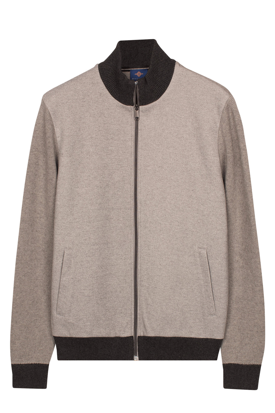 Katoen-Cashmere Twill Vest - Lichtgrijs