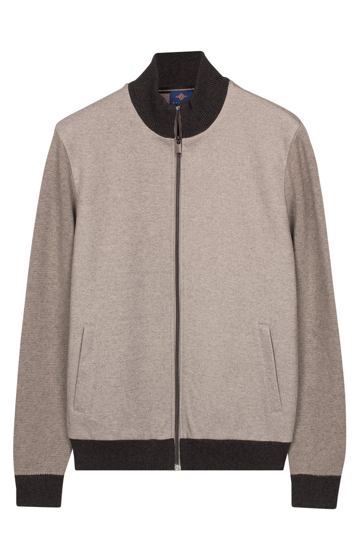 Katoen-Cashmere Twill Vest - Lichtgrijs