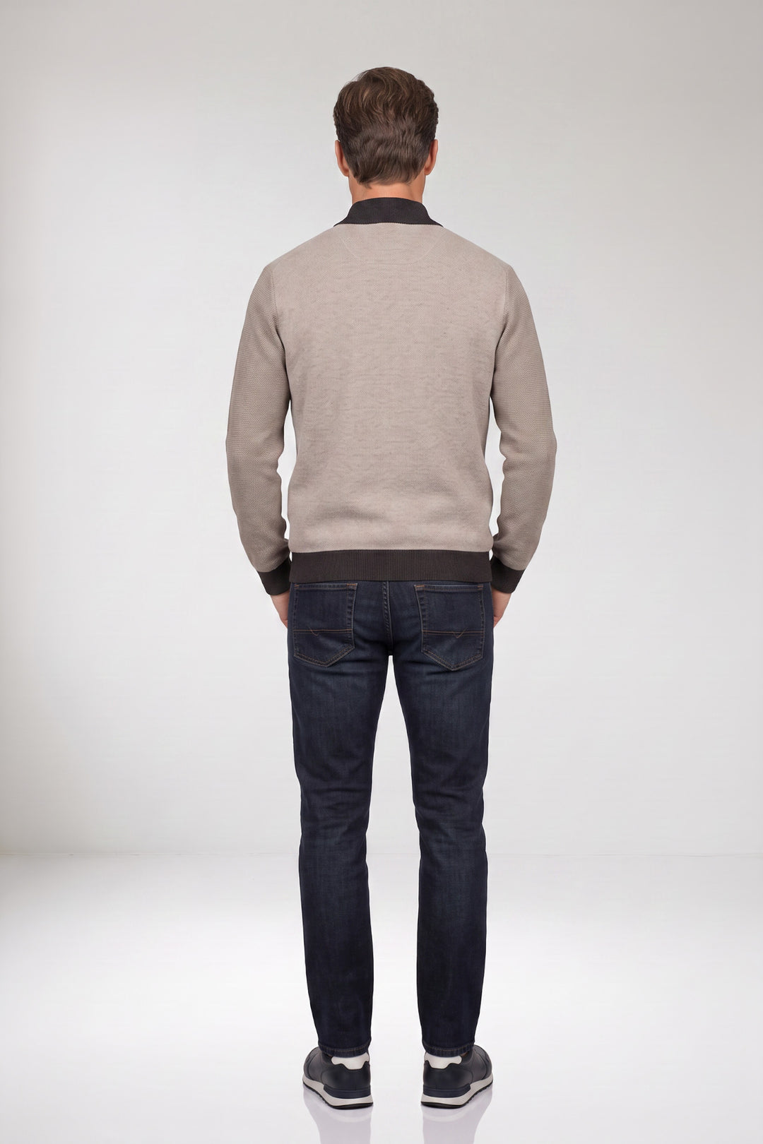 Katoen-Cashmere Twill Vest - Lichtgrijs
