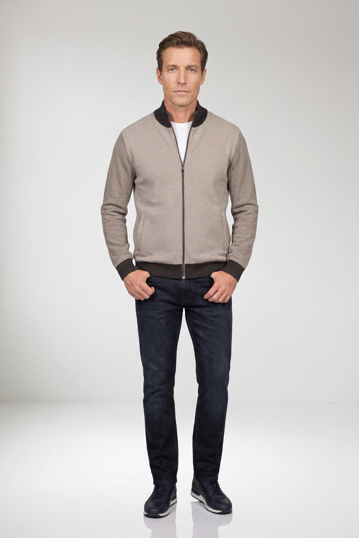 Katoen-Cashmere Twill Vest - Lichtgrijs