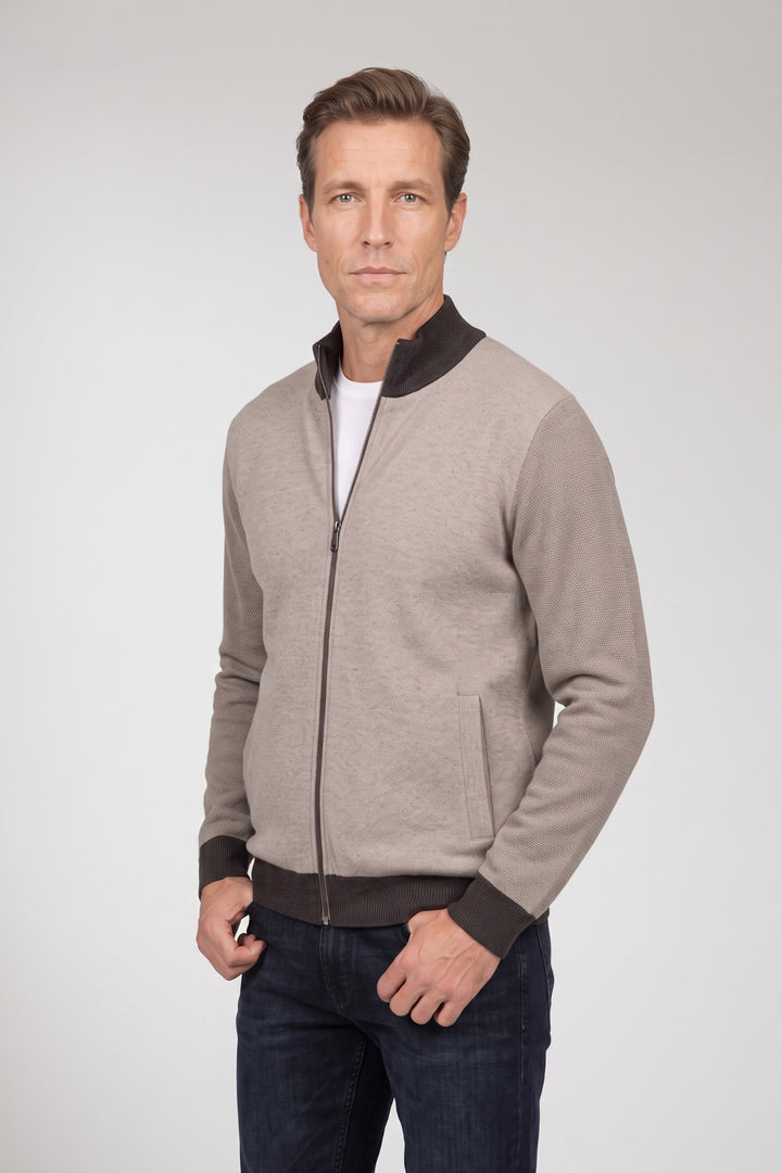 Katoen-Cashmere Twill Vest - Lichtgrijs