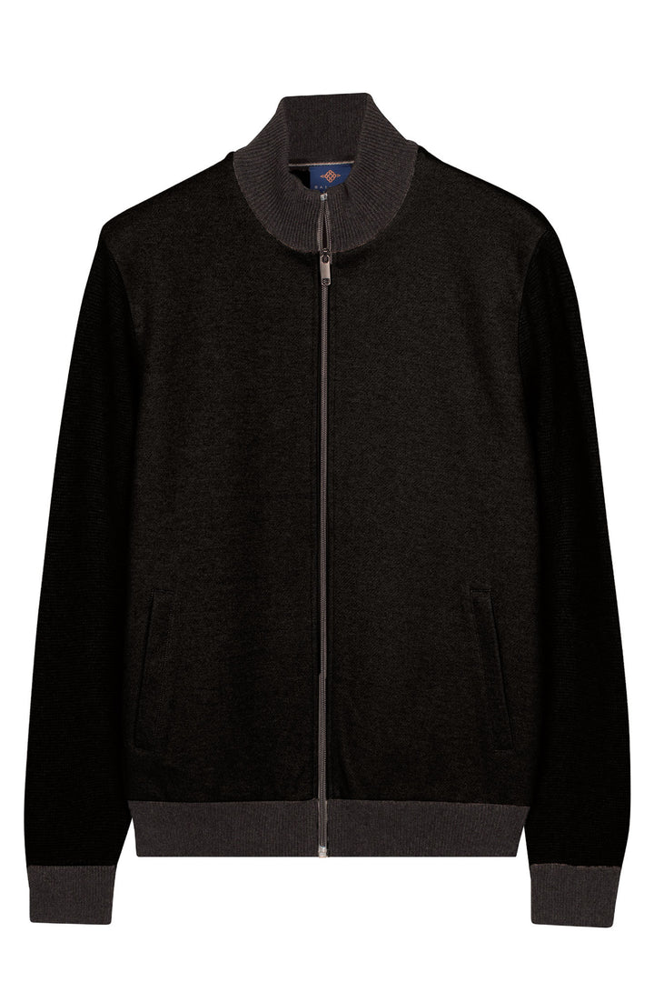 Katoen-Cashmere Twill Vest - Donkergrijs