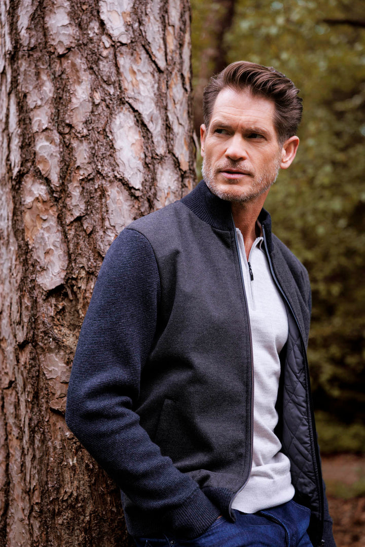 Katoen-Cashmere Twill Vest - Donkergrijs