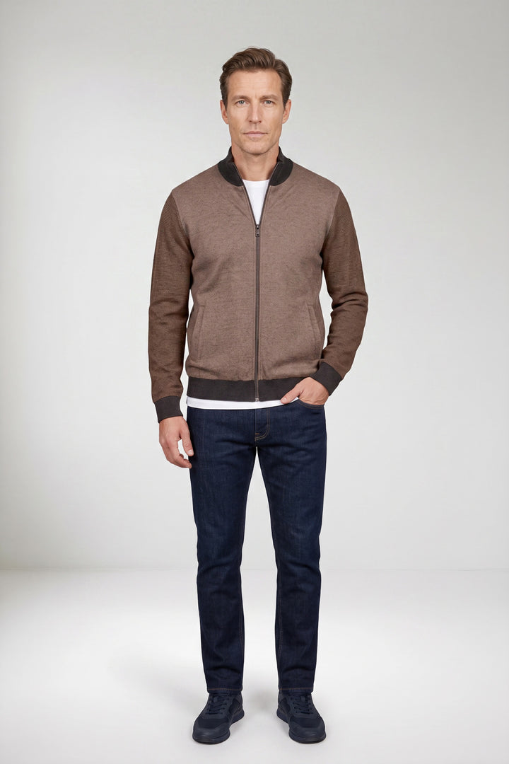Katoen-Cashmere Herringbone Vest - Taupe