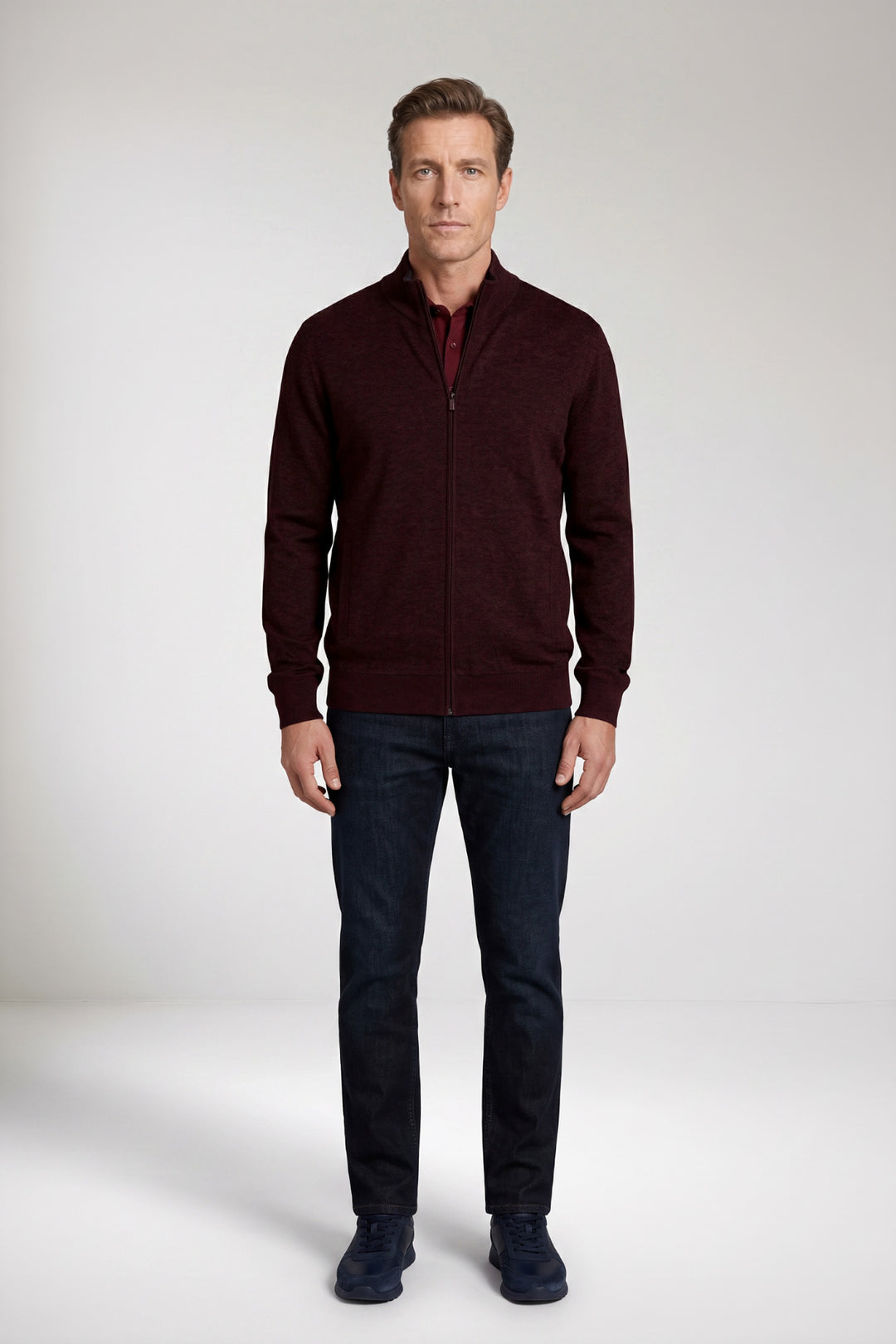 Cotton-Cashmere Cardigan - Burgundy