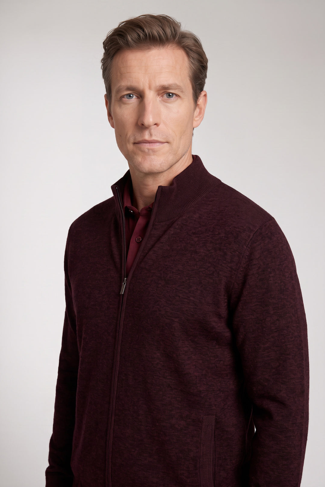 Cotton-Cashmere Cardigan - Burgundy