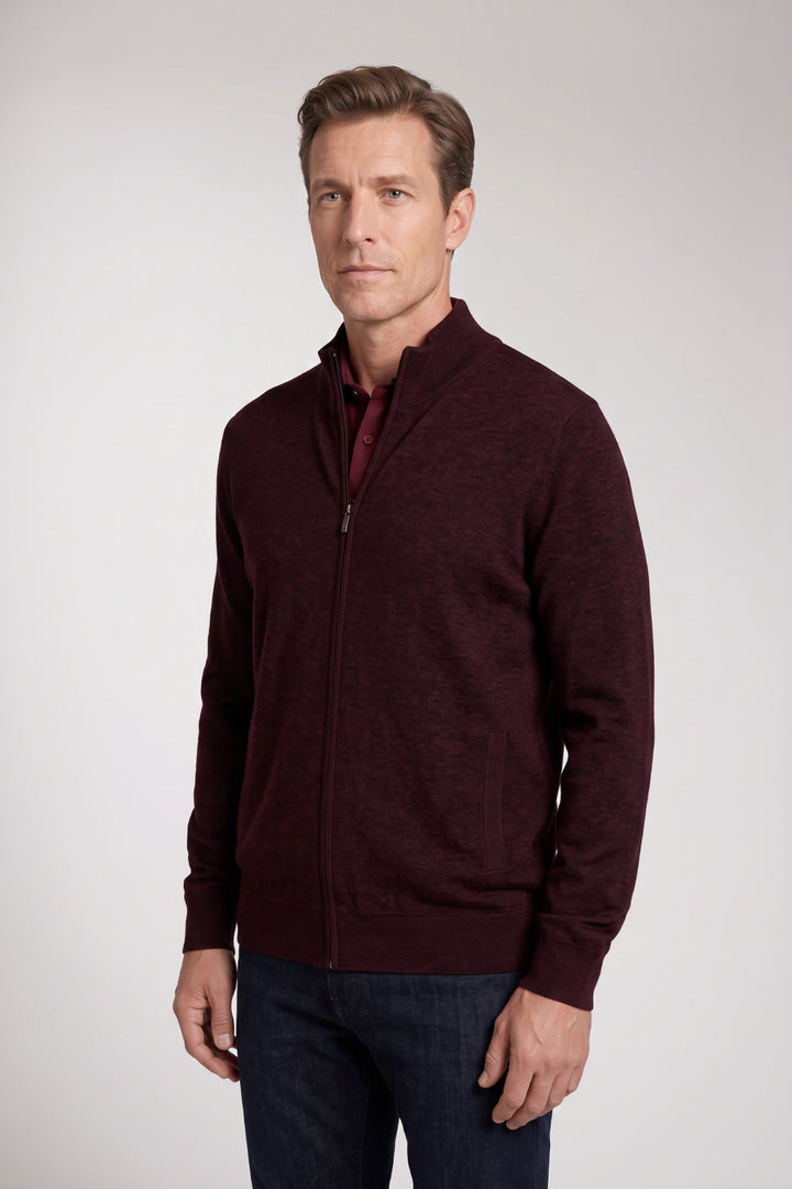 Cotton-Cashmere Cardigan - Burgundy