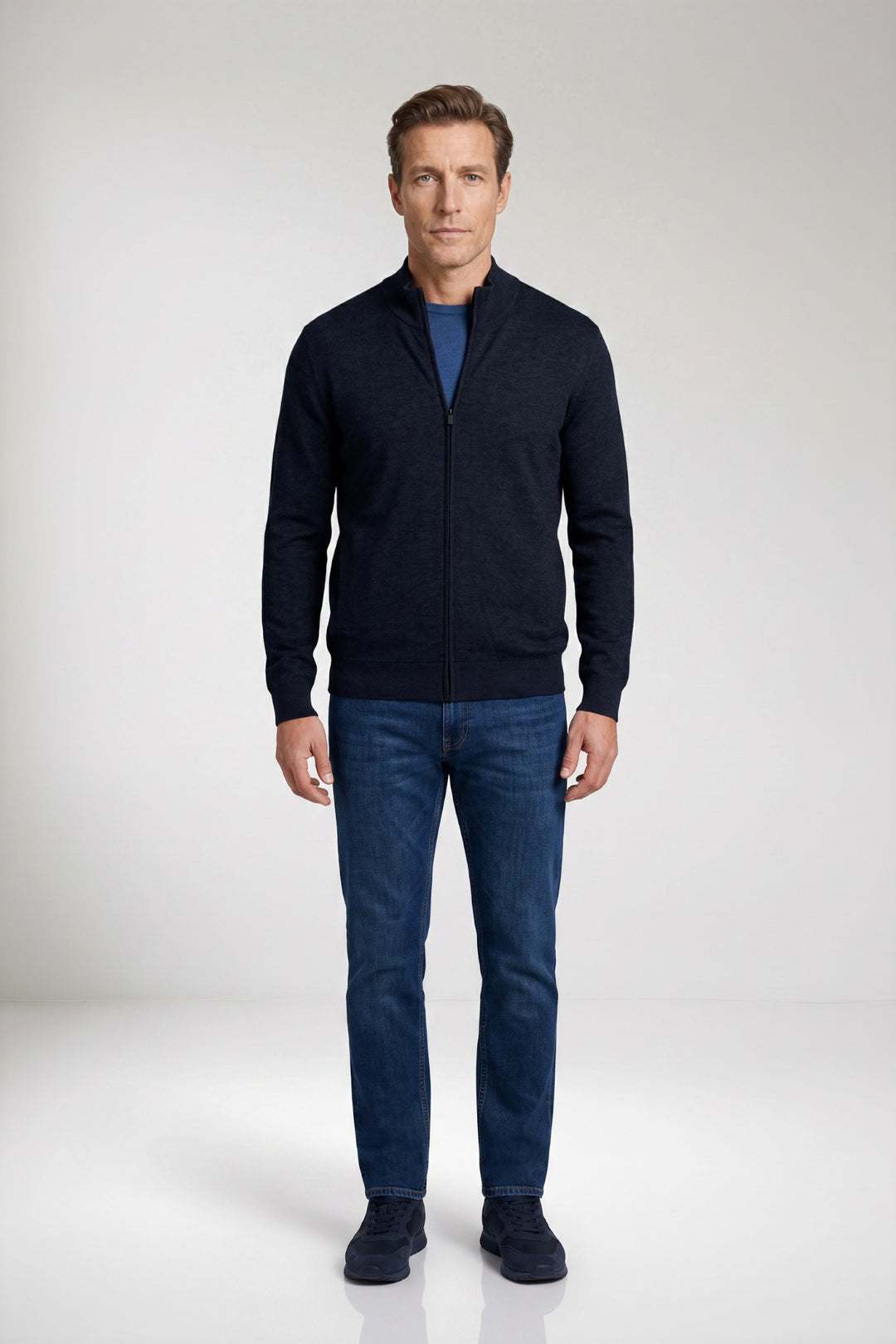 Cotton-Cashmere Cardigan - Blue
