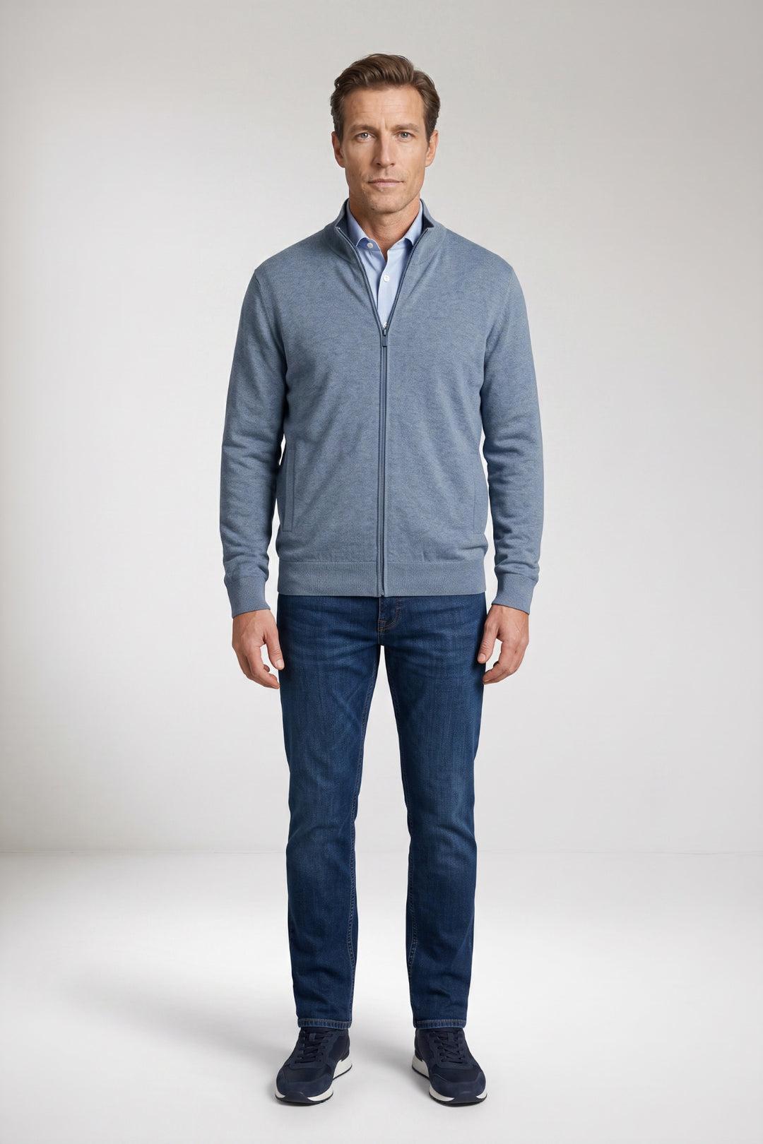 Cotton-Cashmere Cardigan - Light Blue
