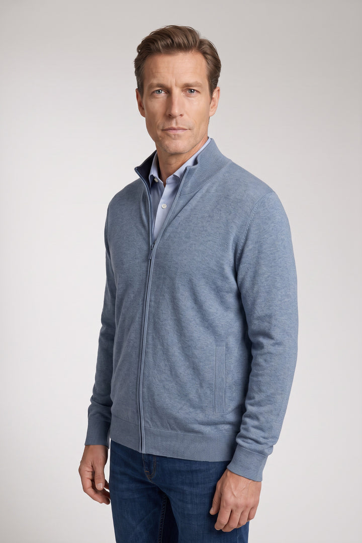 Cotton-Cashmere Cardigan - Light Blue