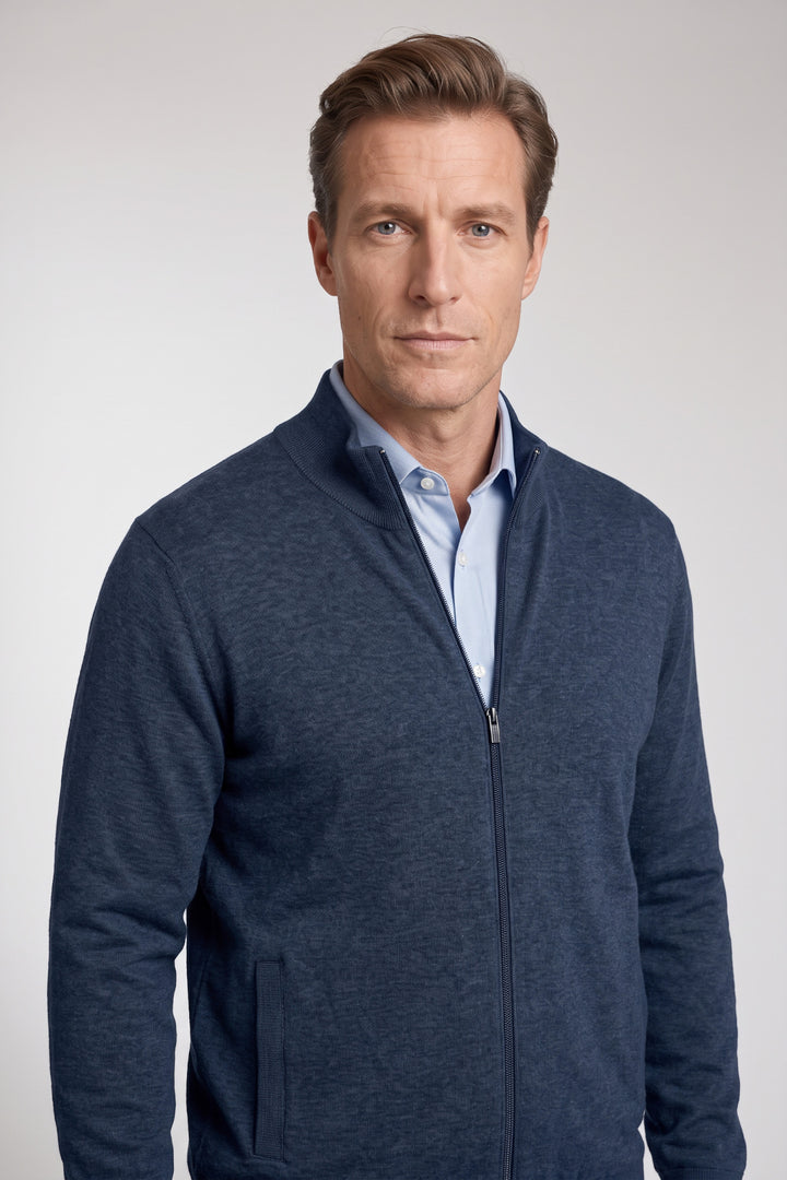 Cotton-Cashmere Cardigan - Denim Blue