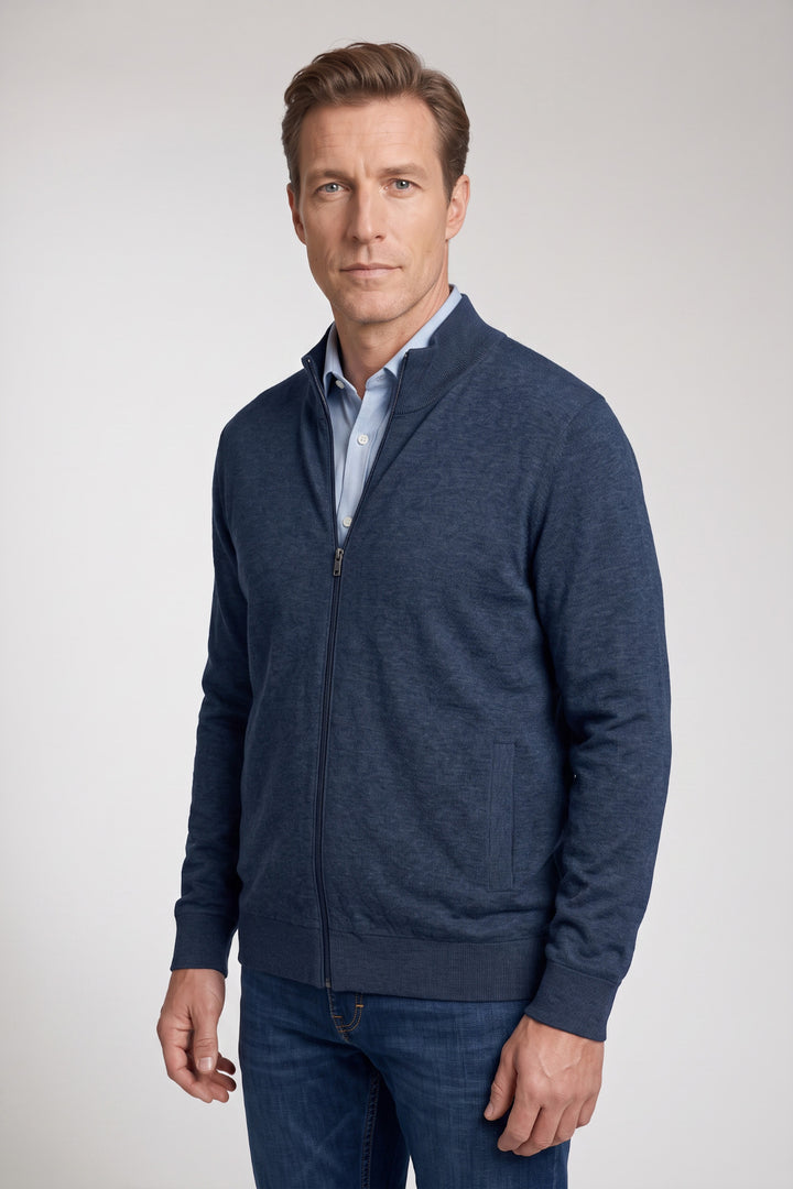 Cotton-Cashmere Cardigan - Denim Blue