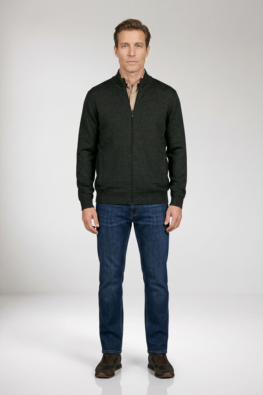Katoen-Cashmere Vest - Donkergroen
