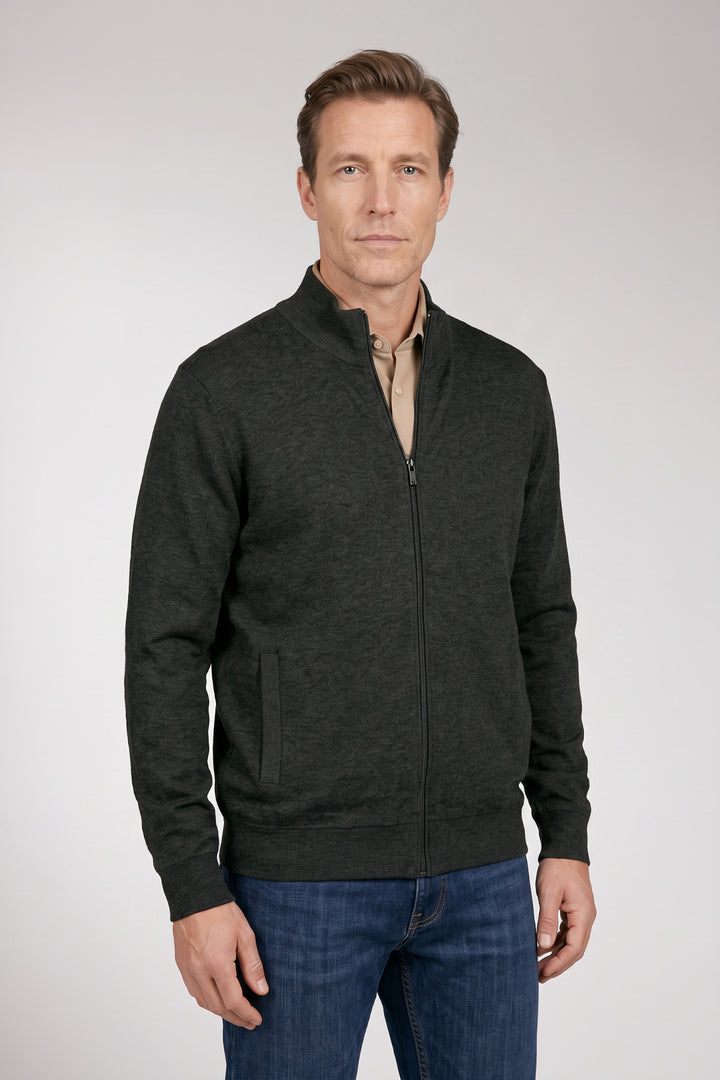 Katoen-Cashmere Vest - Donkergroen