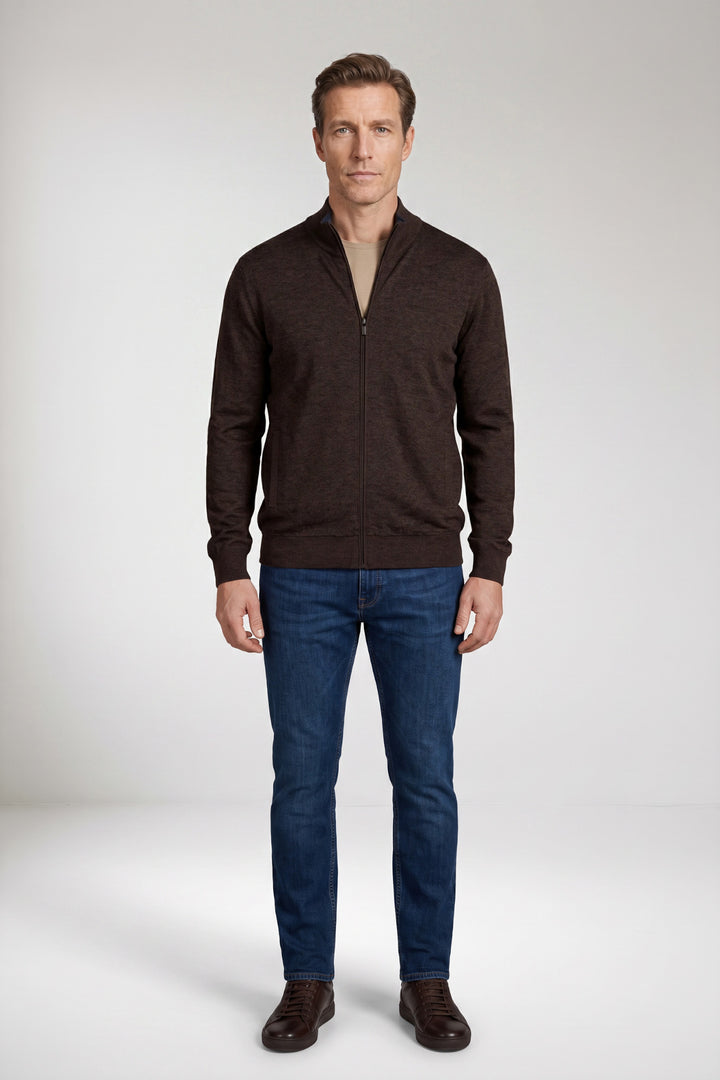 Katoen-Cashmere Vest - Bruin
