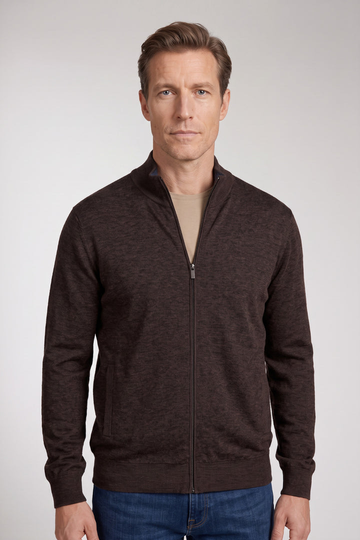 Katoen-Cashmere Vest - Bruin