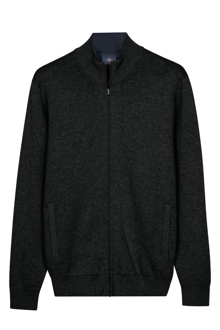 Cotton-Cashmere Cardigan - Dark Grey