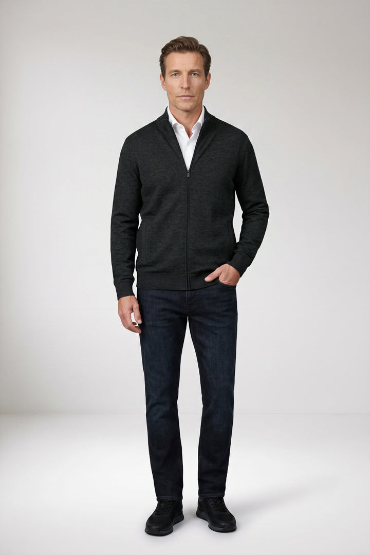 Cotton-Cashmere Cardigan - Dark Grey