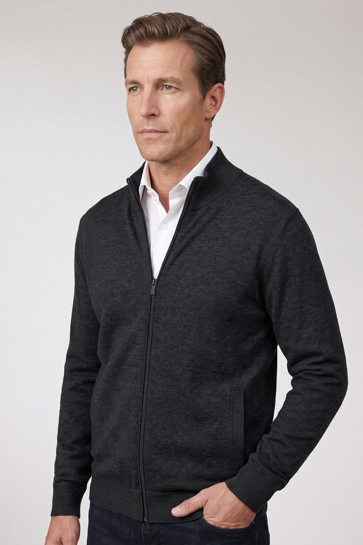 Cotton-Cashmere Cardigan - Dark Grey