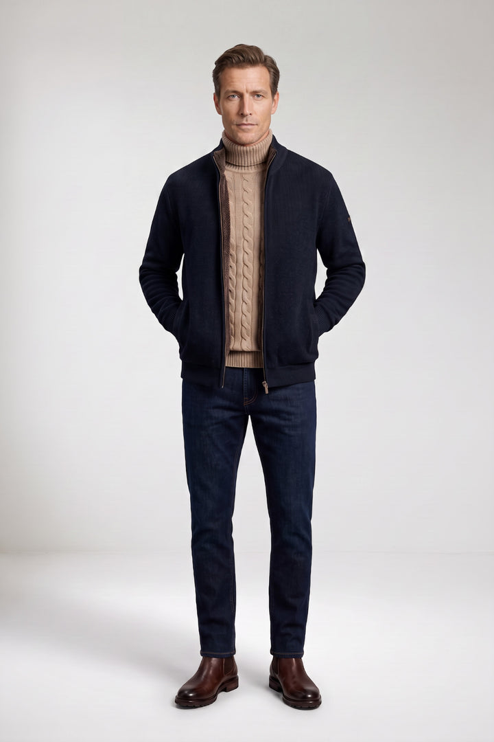 Gevoerd Katoen-Cashmere Vest - Blauw