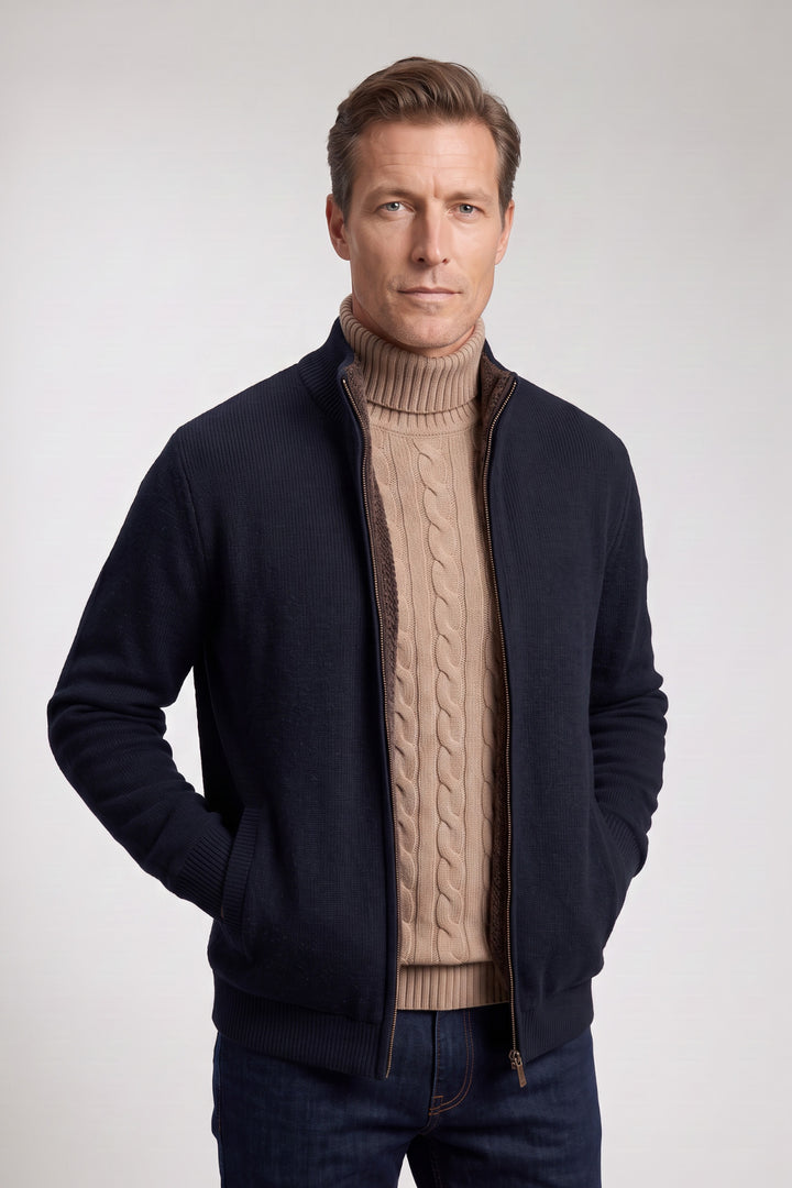 Gevoerd Katoen-Cashmere Vest - Blauw