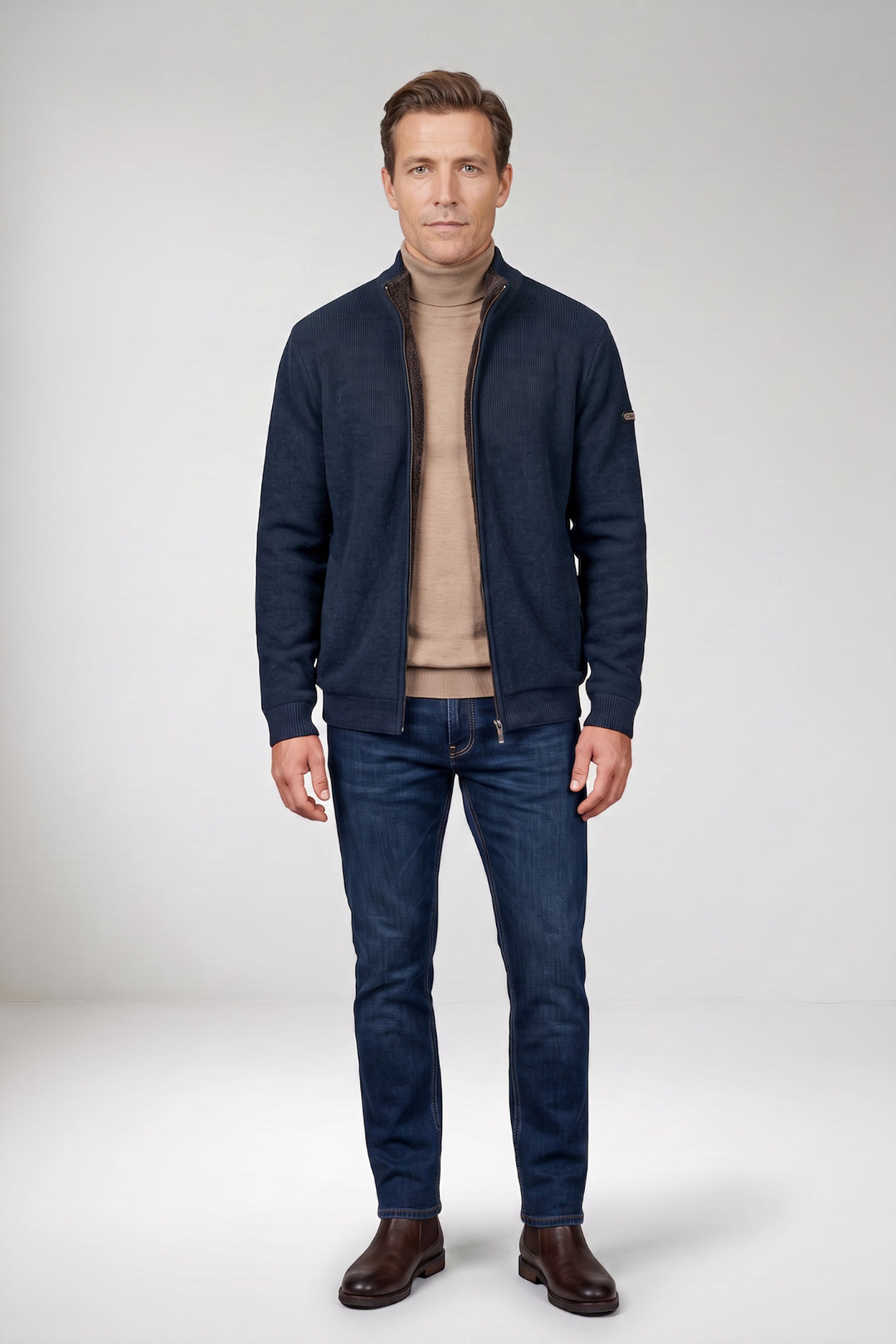 Gevoerd Katoen-Cashmere Vest - Denimblauw
