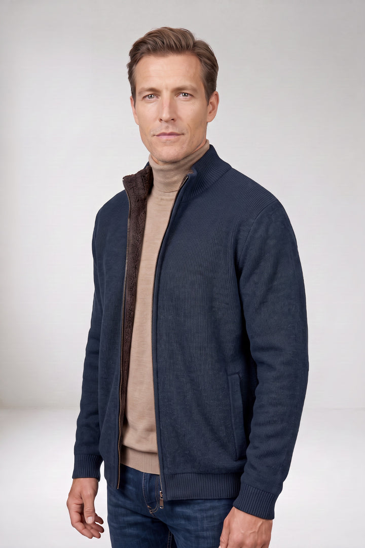 Gevoerd Katoen-Cashmere Vest - Denimblauw