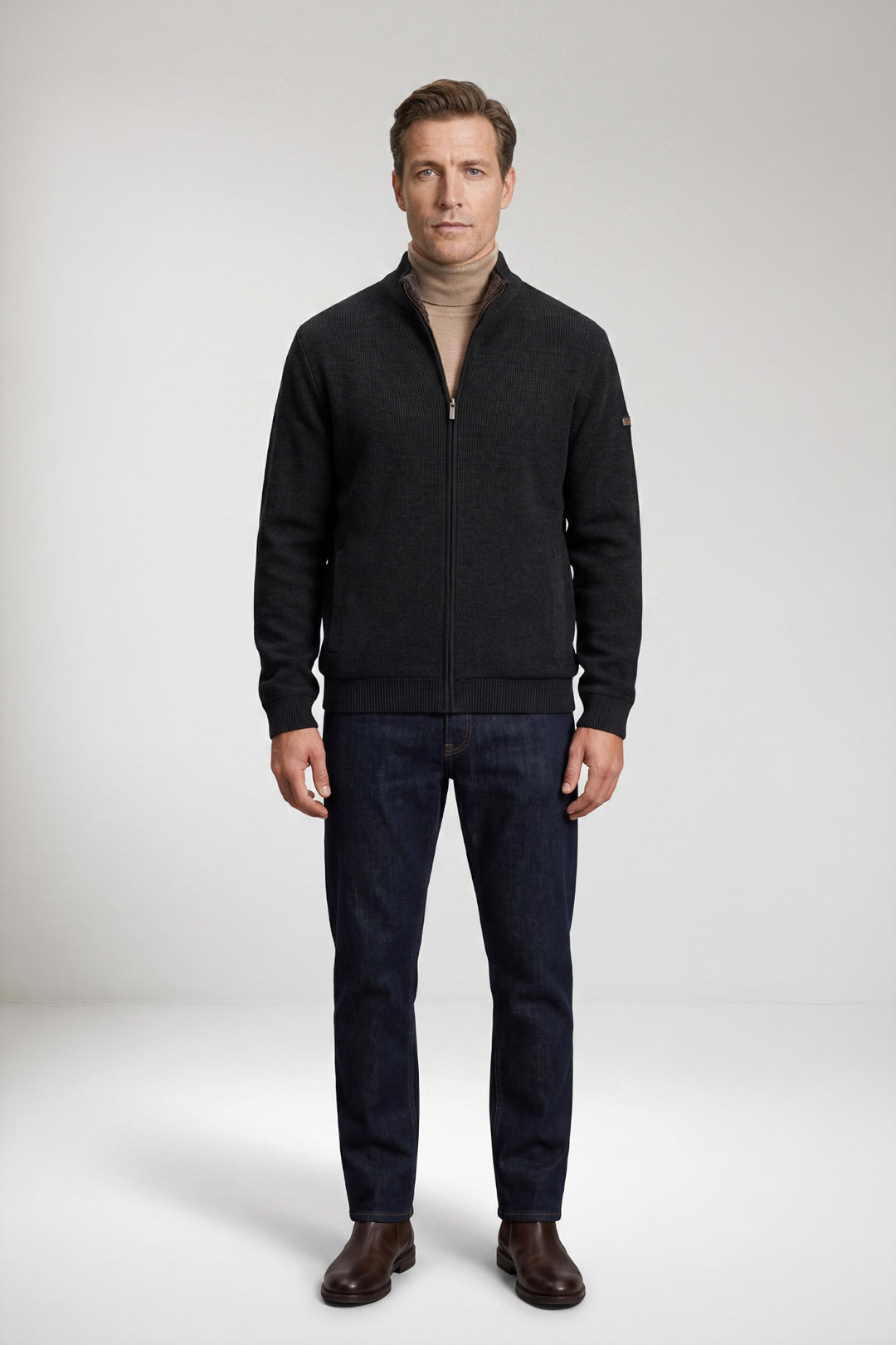 Gevoerd Katoen-Cashmere Vest - Donkergrijs