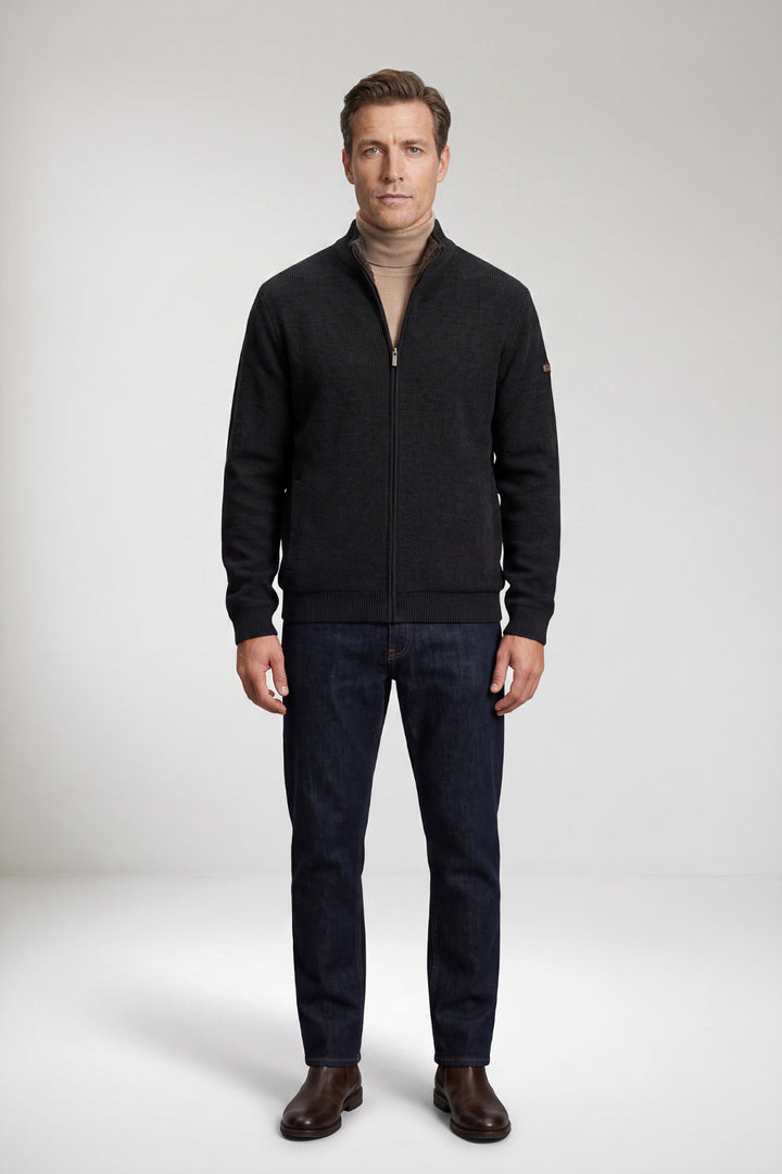 Gevoerd Katoen-Cashmere Vest - Donkergrijs