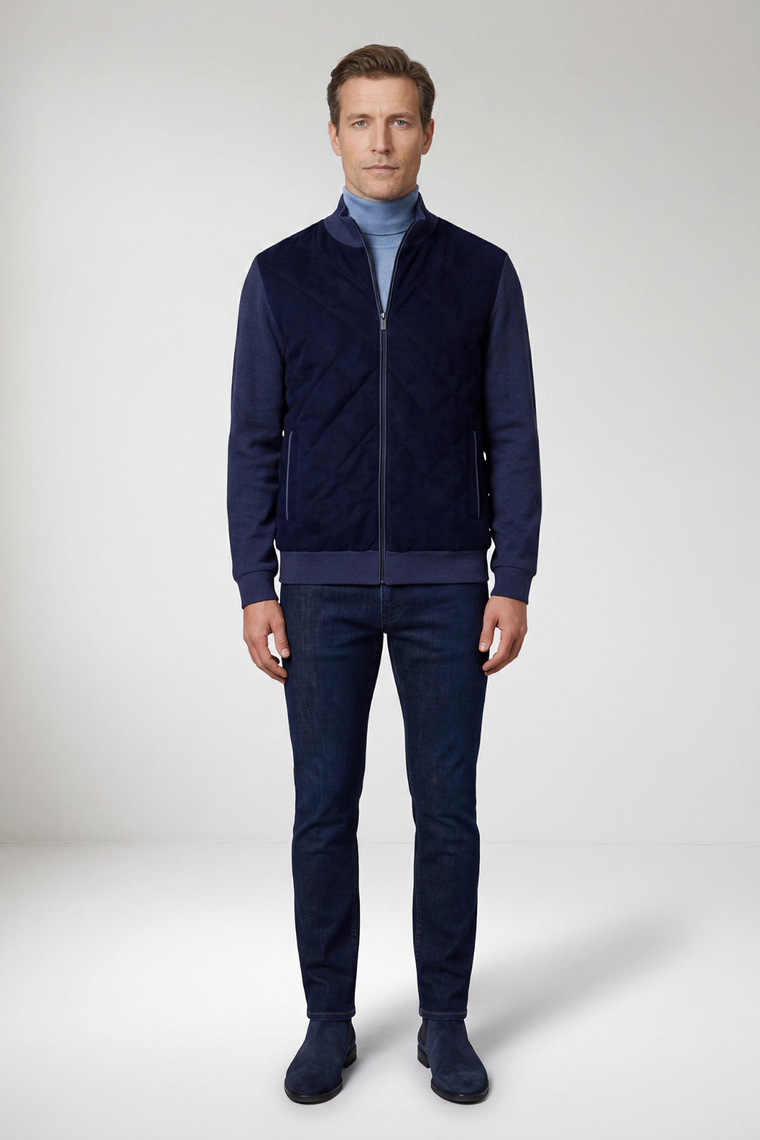 Gewatteerd Katoen-Cashmere Vest - Blauw