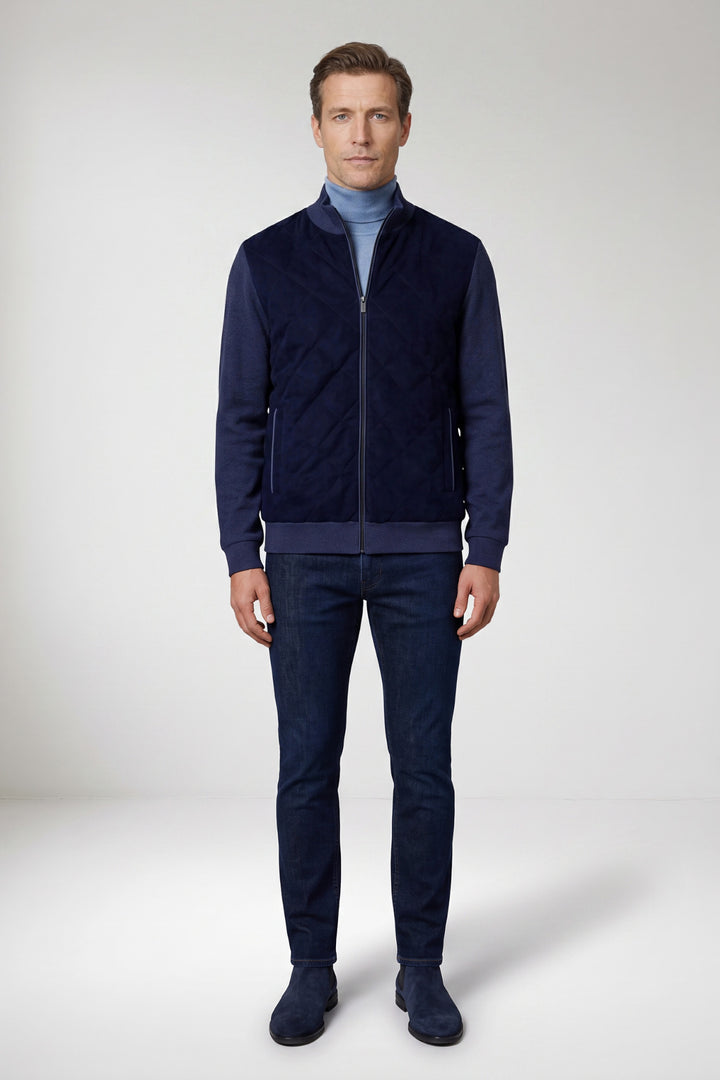 Gewatteerd Katoen-Cashmere Vest - Blauw