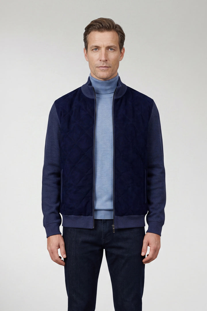 Gewatteerd Katoen-Cashmere Vest - Blauw