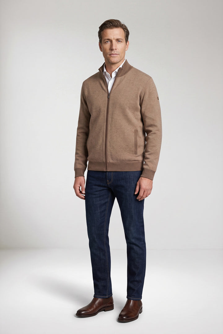 Two-tone Katoen-Cashmere Vest - Taupe