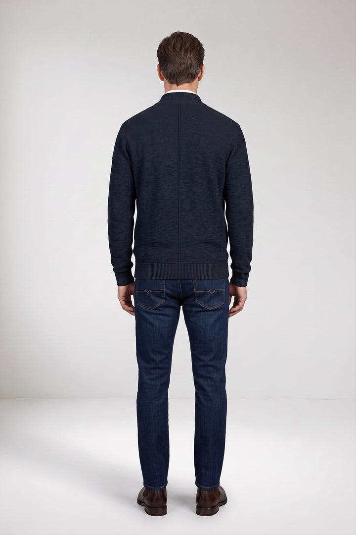 Gebreid Katoen-Cashmere Vest - Blauw