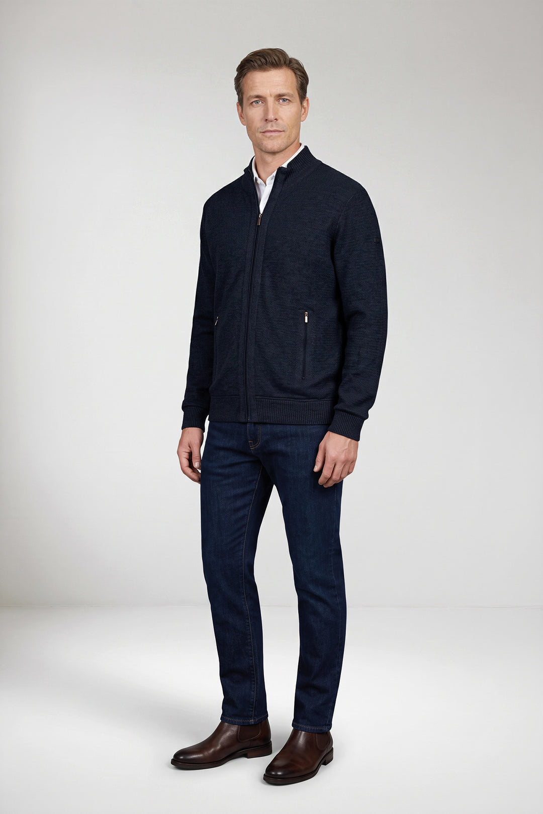 Gebreid Katoen-Cashmere Vest - Blauw