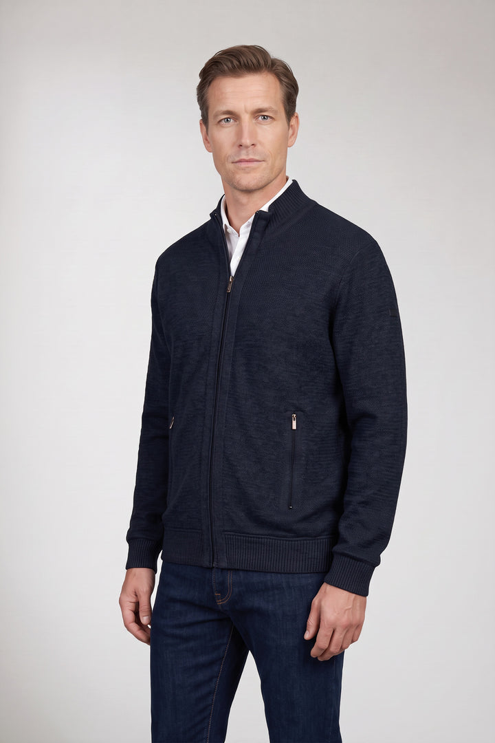 Gebreid Katoen-Cashmere Vest - Blauw
