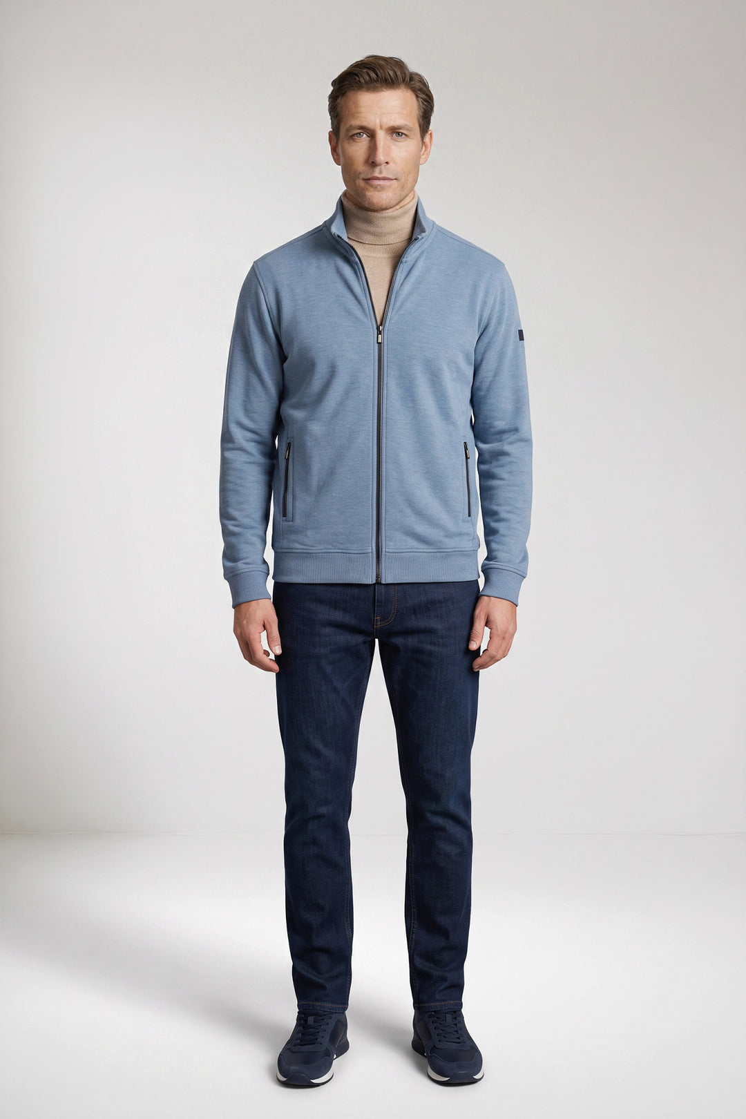Double Face Sweatvest - Middenblauw